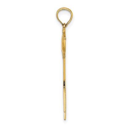 14k Yellow Gold Polished Bird w Long Tail Charm