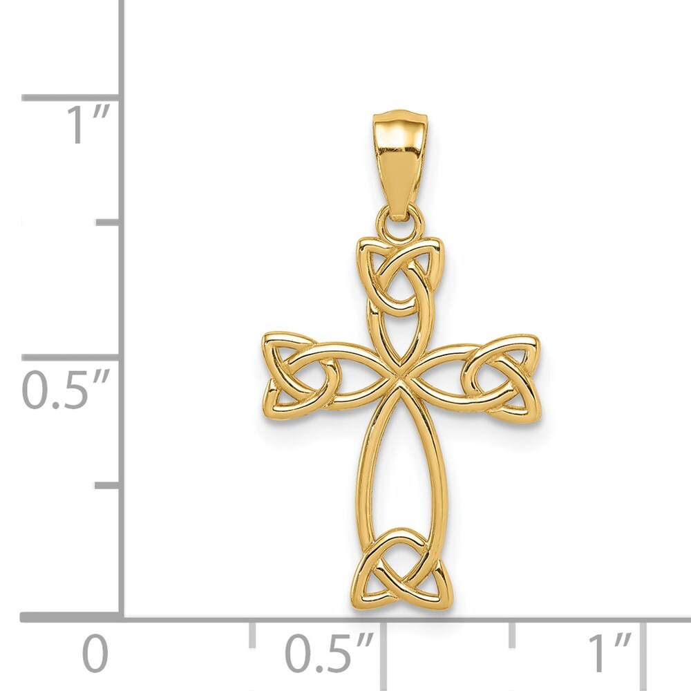 14k Yellow Gold Celtic Knot Cross Pendant for Women