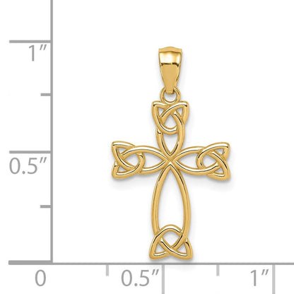 14k Yellow Gold Celtic Knot Cross Pendant for Women