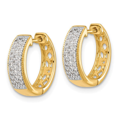 14k Yellow Gold Diamond Hinged Hoop Earrings