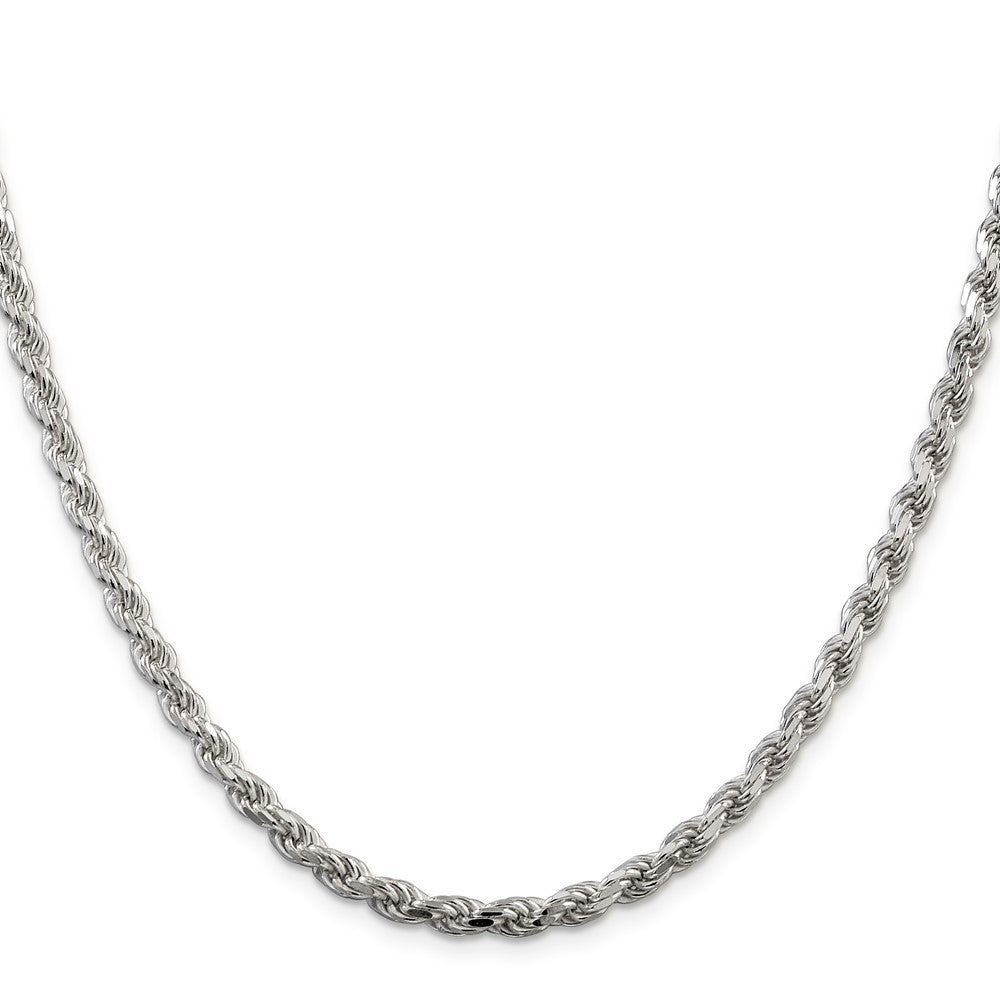 Sterling Silver 4.25mm Diamond-cut Rope Chain Necklace