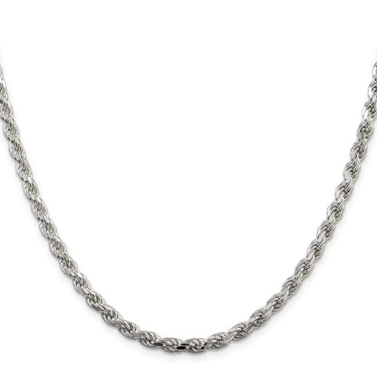 Sterling Silver 4.25mm Diamond-cut Rope Chain Necklace