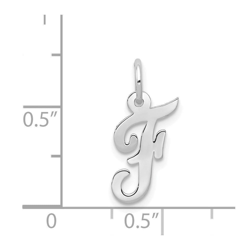 14k White Gold Small Script Letter F Initial Charm Pendant