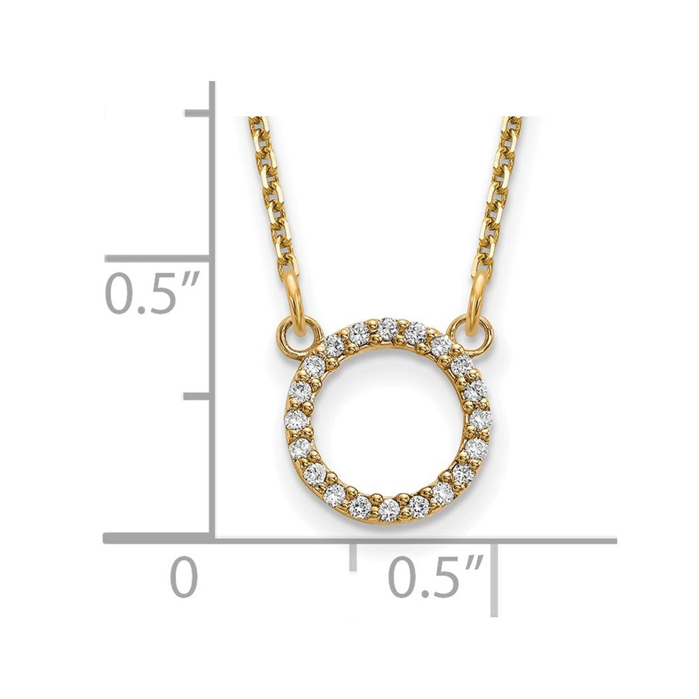 14k Yellow Gold Diamond Open Circle Necklace