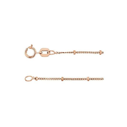 14k Rose Gold 1 mm Beaded Curb 20" Chain Necklace Fine Gift for Women