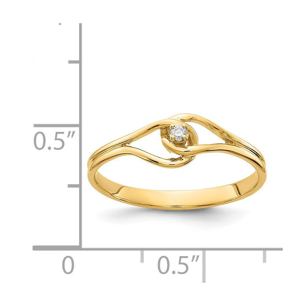 14K Yellow Gold Polished AA Diamond Ring