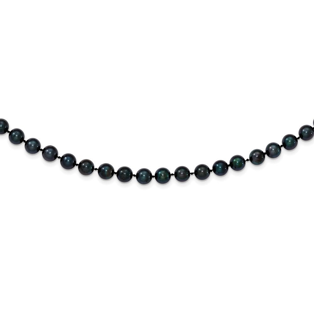 14k White Gold 6-7mm Black Round Akoya Saltwater Cultured Pearl 20 inch Necklace
