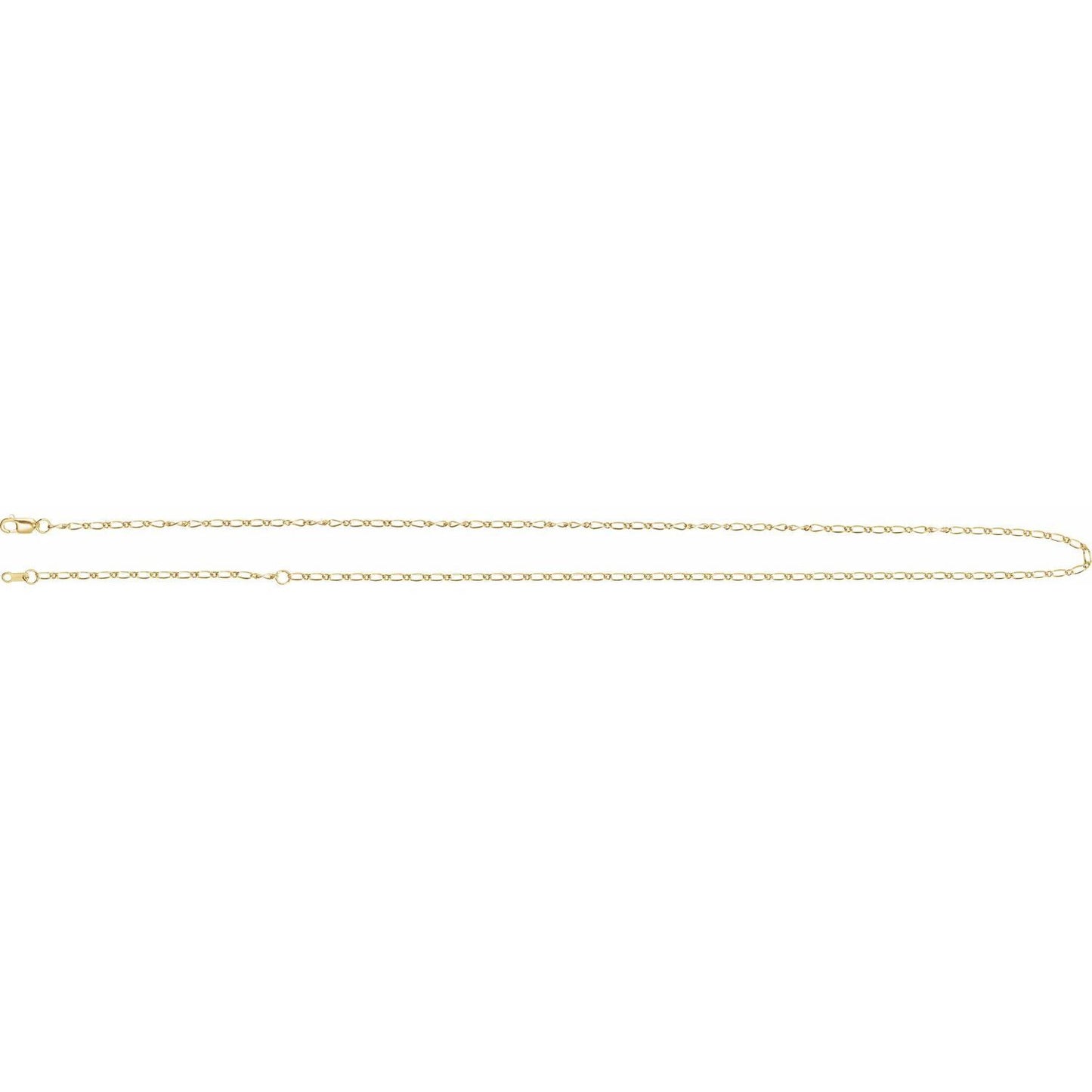 14k Yellow Gold 1.5 mm Adjustable Figaro 16-18" Chain Necklace