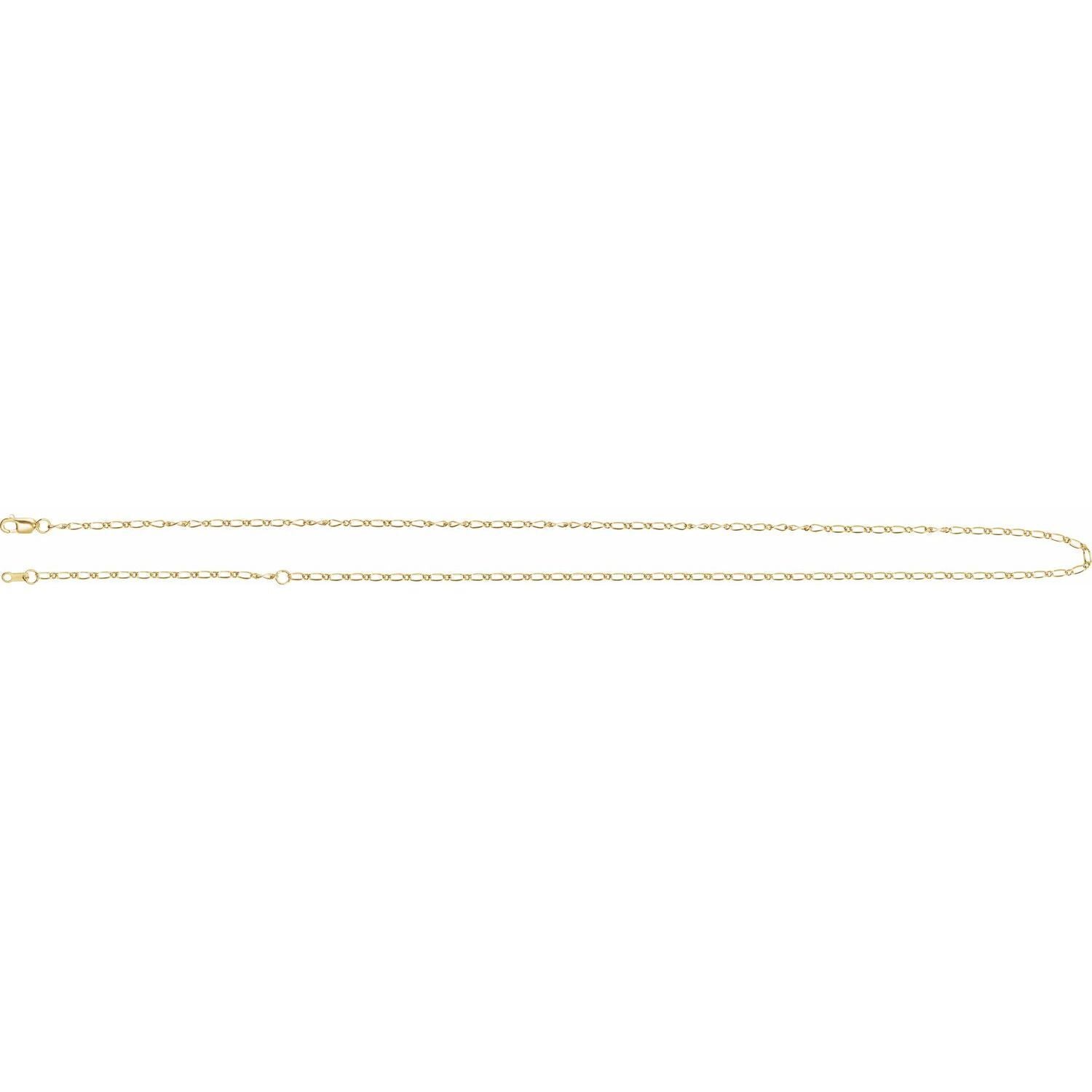 14k Yellow Gold 1.5 mm Adjustable Figaro 16-18" Chain Necklace