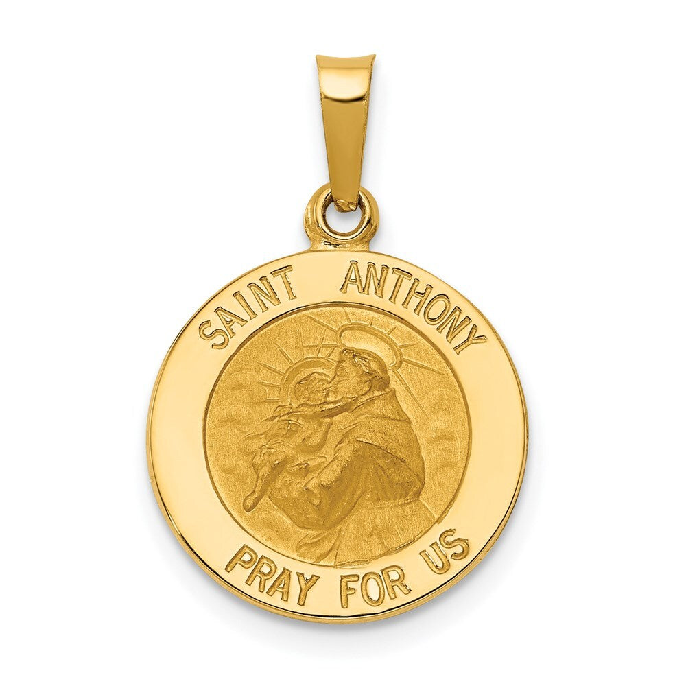 14k Yellow Gold Saint Anthony Medal Charm Pendant for Women