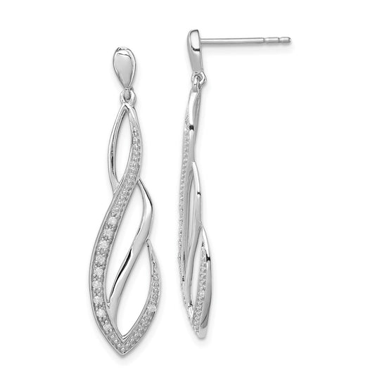Sterling Silver Rhodium Diam. Dangle Earrings