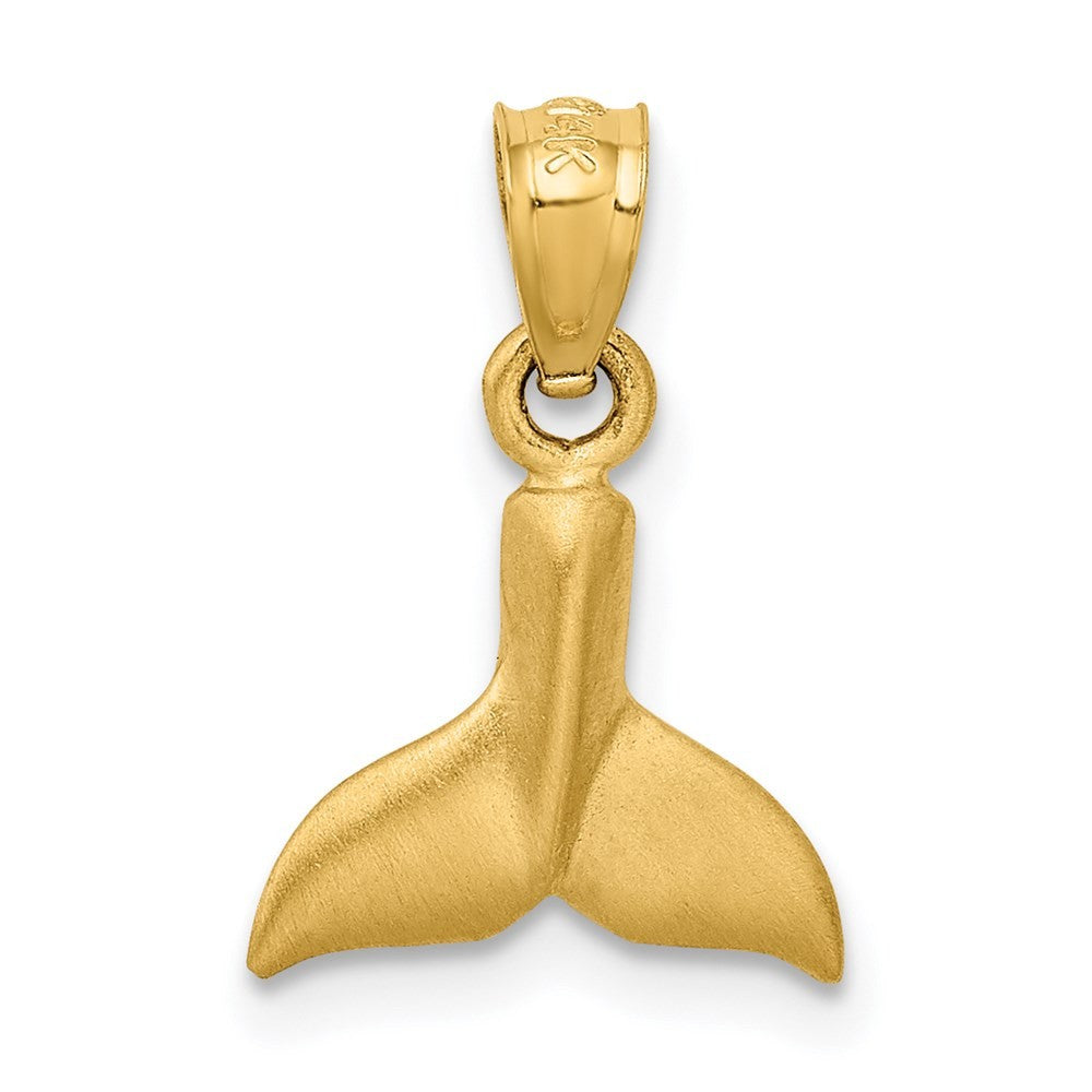 14k Yellow Gold 3D Whale Tail Pendant
