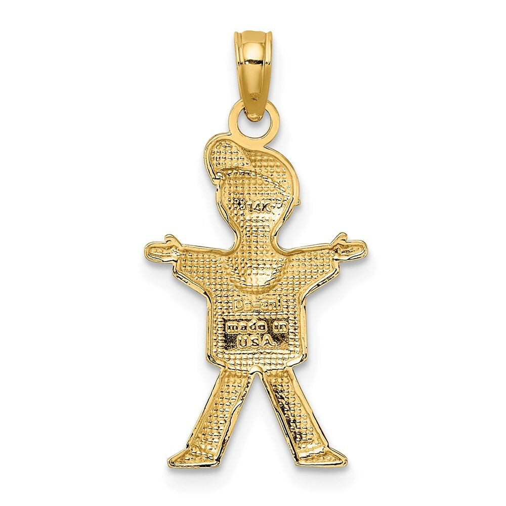 14k Yellow Gold Polished Full Body Boy Charm Pendant for Women