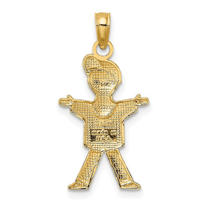14k Yellow Gold Polished Full Body Boy Charm Pendant for Women