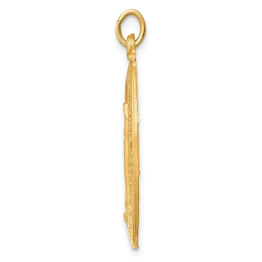 14k Yellow Gold Solid Polished Satin Medium Oval Miraculous Medal