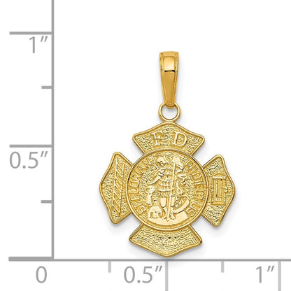 14k Yellow Gold Small St. Florian Badge Pendant for Women