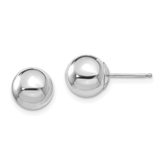 14k White Gold Polished 8mm Ball Stud Earrings Gift for Women