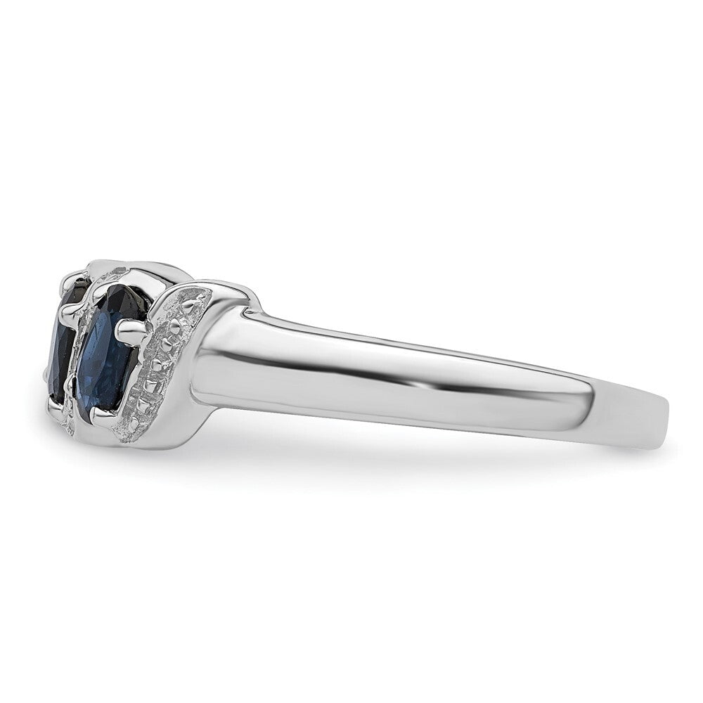 Sterling Silver Rhodium-plated Sapphire & Diamond Ring Size 6
