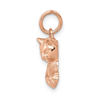 14k Rose Gold Solid Polished Open-Backed Cat Charm Pendant