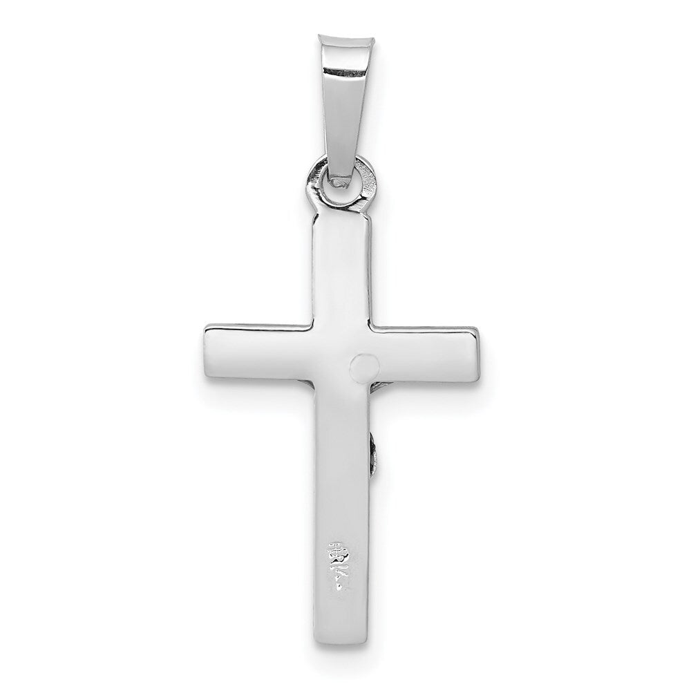 14k White Gold INRI Crucifix Charm Pendant for Women