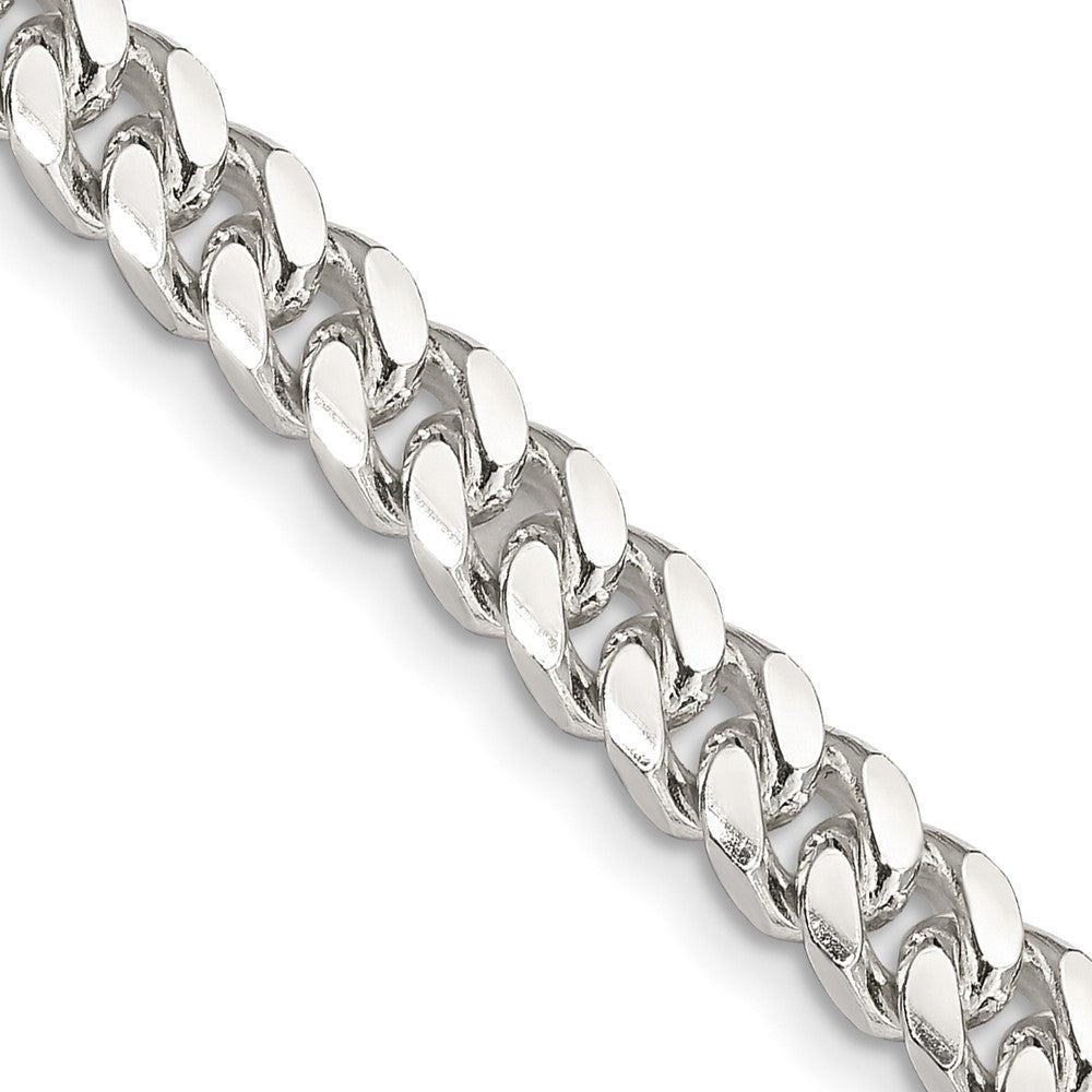 Sterling Silver 6mm Domed w/ Side Diamond-Cut Curb Chain Necklace