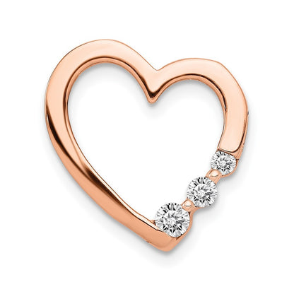 14k Rose Gold 1/6ct. Diamond Heart Chain Slide Pendant for Women