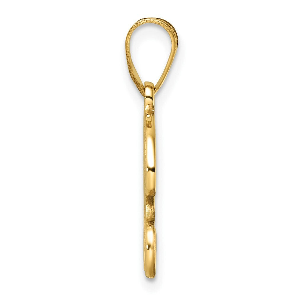 14k Yellow Gold Script Letter R Initial Pendant for Women