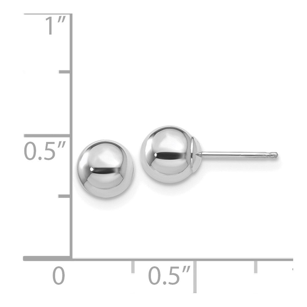 14k White Gold Polished 6mm Ball Stud Earrings Gift for Women