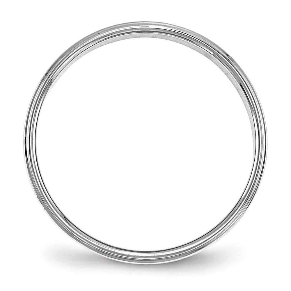 14k White Gold 4mm Flat with Step Edge Wedding Band Ring Size 6