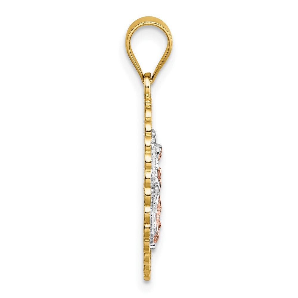 14k Two-tone Gold with White Rhodium Polished Guadalupe Pendant
