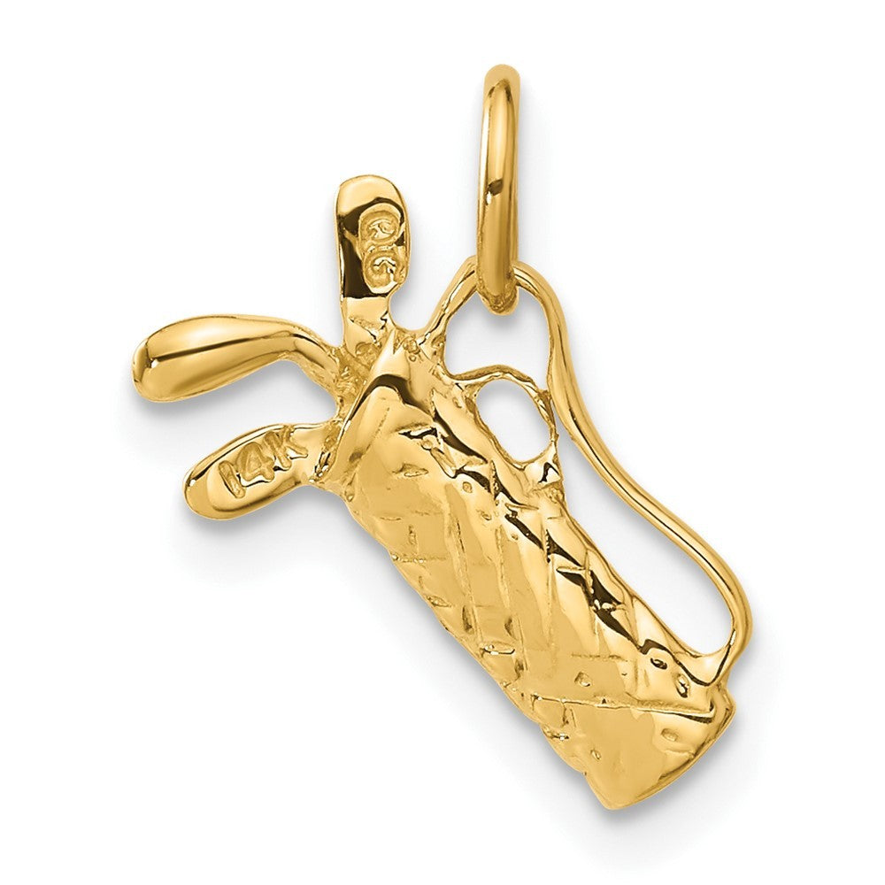 14k Yellow Gold 3-D Golf Bag Charm Pendant
