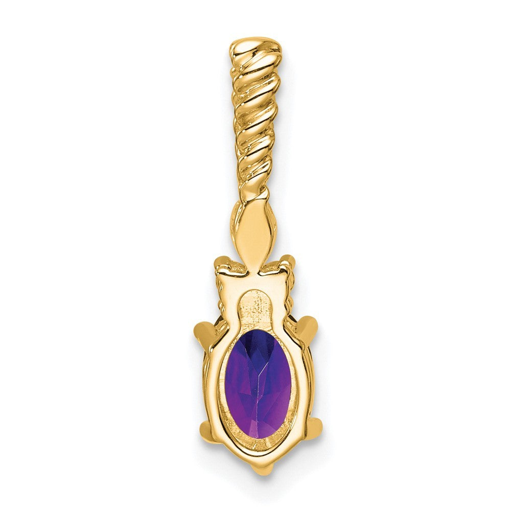 14k Yellow Gold Polished Diamond and Amethyst Twisted Chain Slide