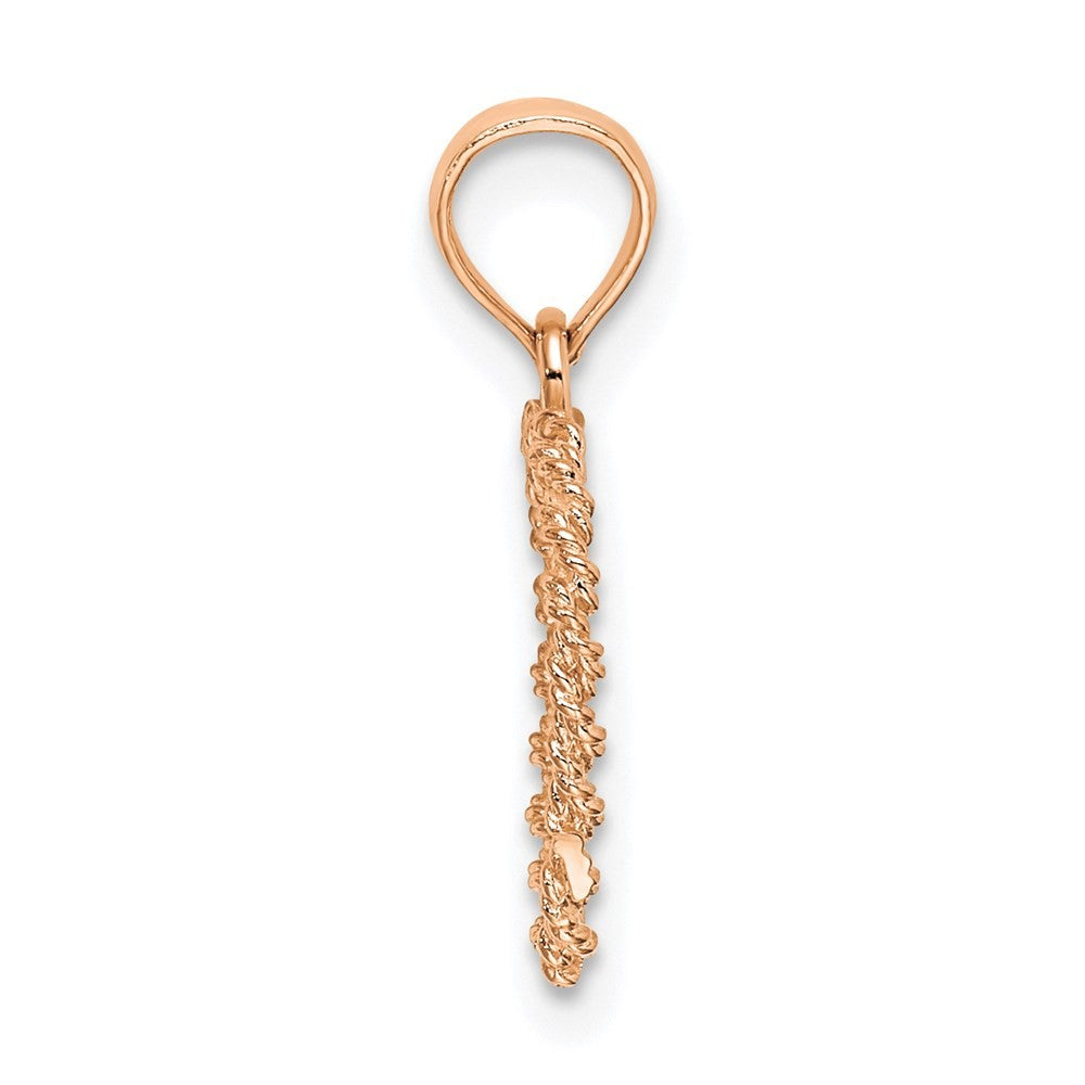 14K Rose Gold 3-D Polished Rope Heart Pendant