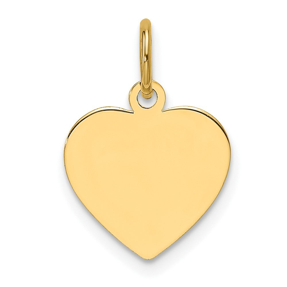 14k Yellow Gold Plain .009 Gauge Engravable Heart Disc Charm