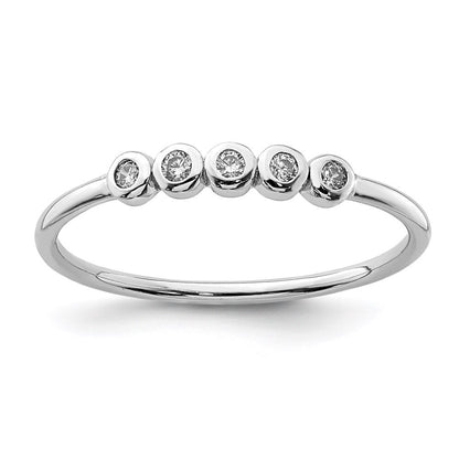 Sterling Silver Rhodium-plated 5-Bezel Cubic Zirconia Ring Size 7