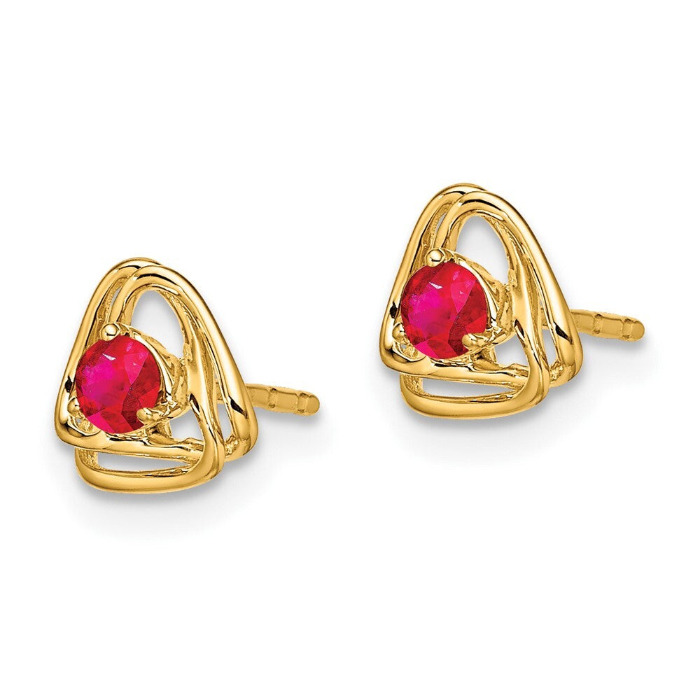 14k Yellow Gold Amethyst Stud Earrings Gift for Women