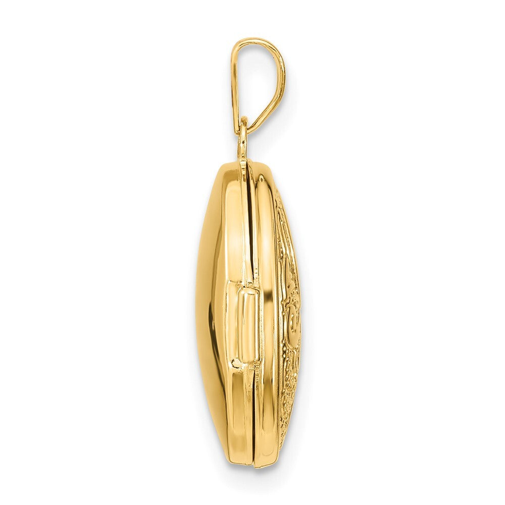 14k Yellow Gold Swirl Design 17mm Oval Locket Pendant for Women