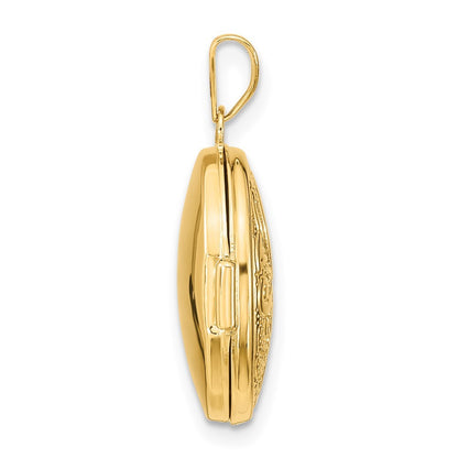 14k Yellow Gold Swirl Design 17mm Oval Locket Pendant for Women