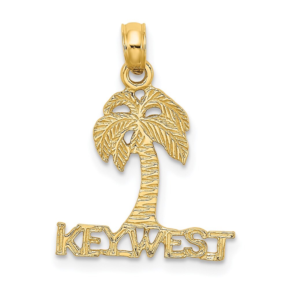 14k Yellow Gold KEY WEST Palm Tree Charm Pendant for Women