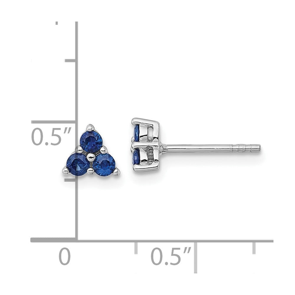 Sterling Silver Rhodium-plated Polished Three Round Sapphires Earrings