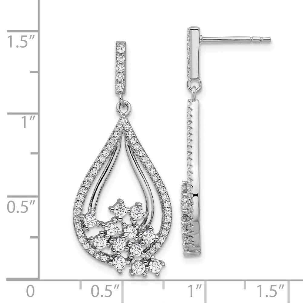 Sterling Silver Rhodium-plated Fancy Cubic Zirconia Dangle Earrings