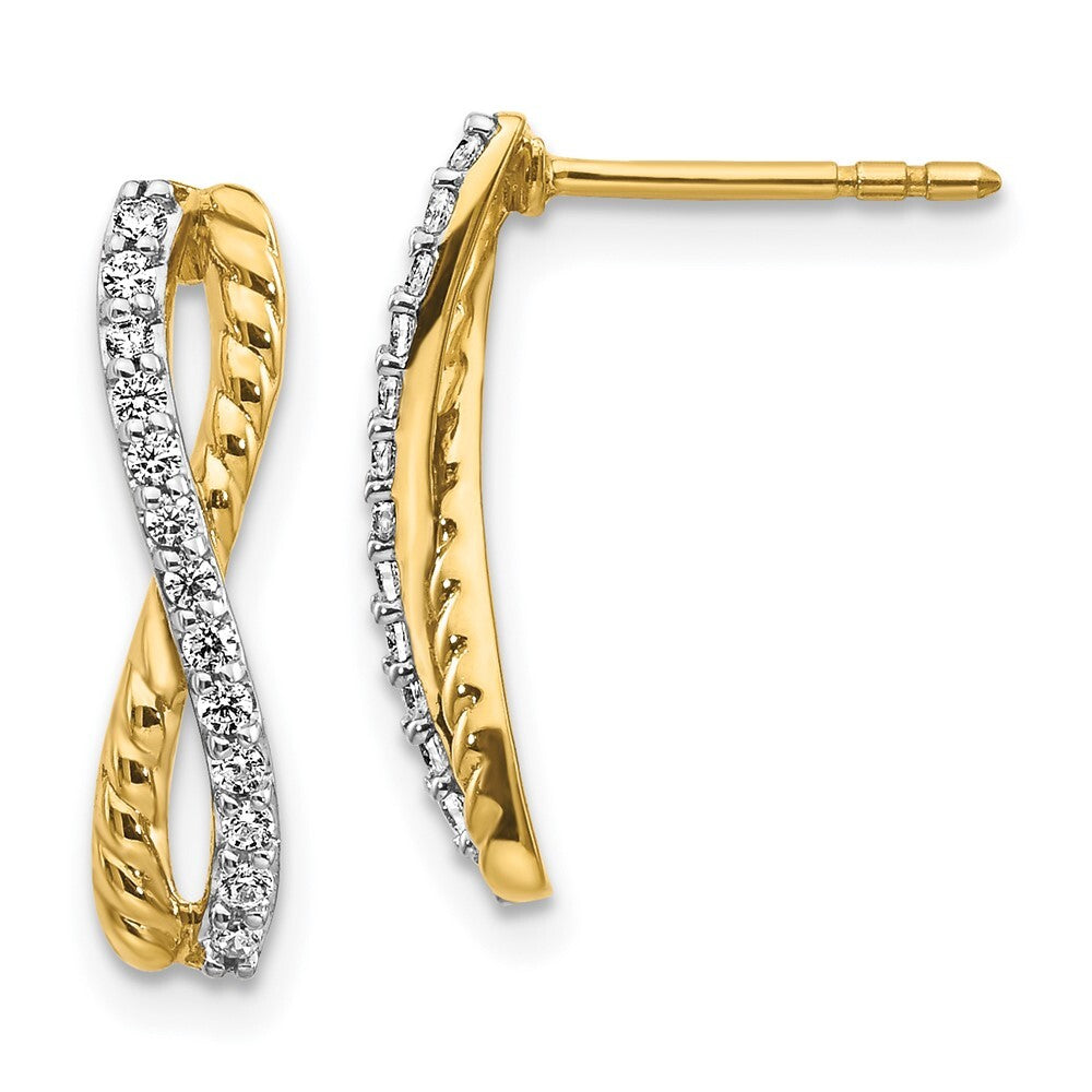 14k Two-tone Diamond Fancy Twist Drop & Dangle Earrings