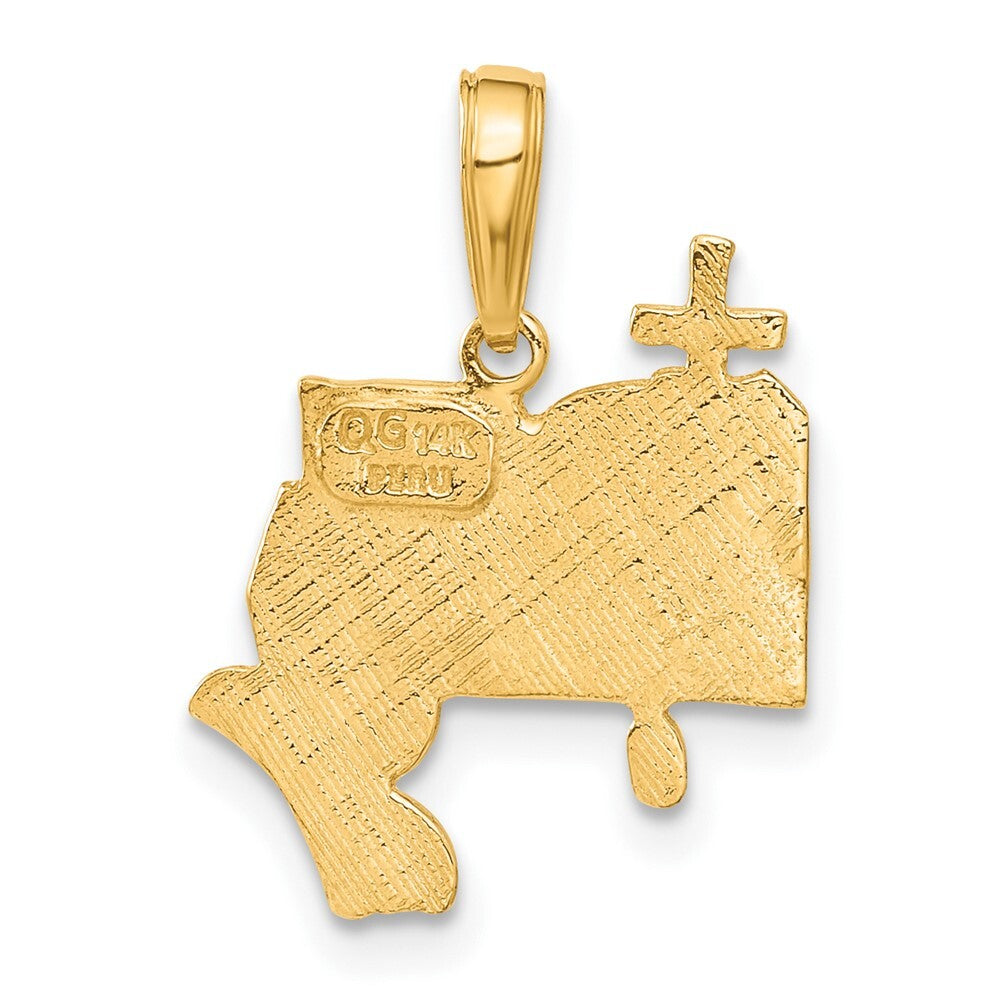 14k Yellow Gold Bible, Praying Hands, and Cross Pendant for Women