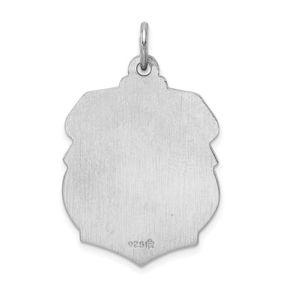 Sterling Silver Rhodium-plated Saint Michael Badge Medal Pendant