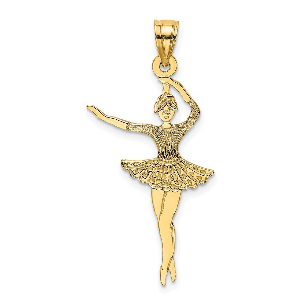 14k Yellow Gold Satin Polished Ballerina Charm