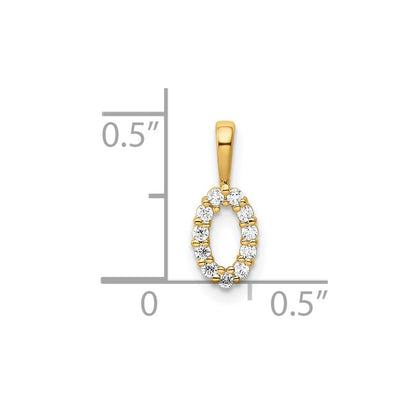 14k Yellow Gold Diamond Number 0 Pendant