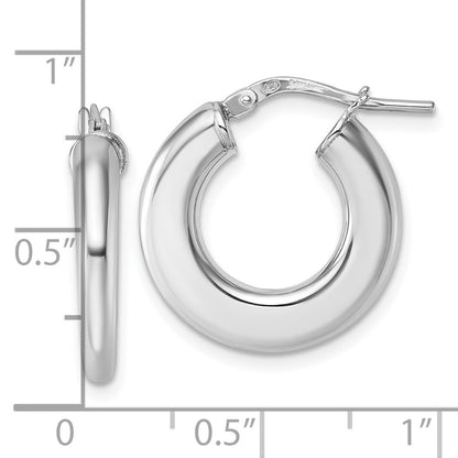 Sterling Silver Polished 3.0 x 20mm Flat Tapered Tube Hoop Earrings