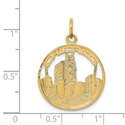 14k Yellow Gold Chicago Skyline Charm Pendant for Women