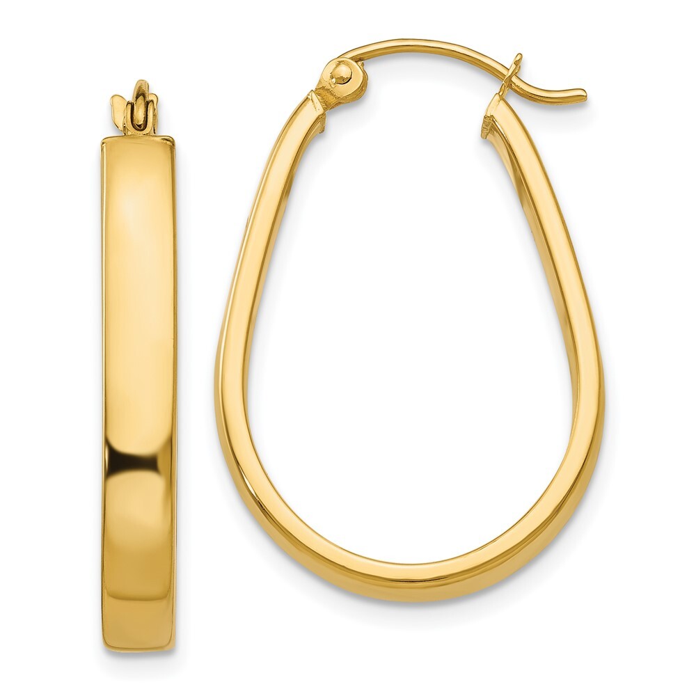 14k Yellow Gold Polished 3.5mm Oval Hoop Earrings Gift for Women
