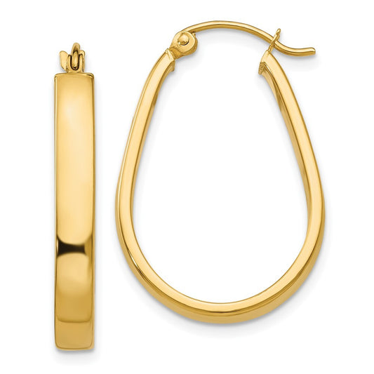 14k Yellow Gold Polished 3.5mm Oval Hoop Earrings Gift for Women
